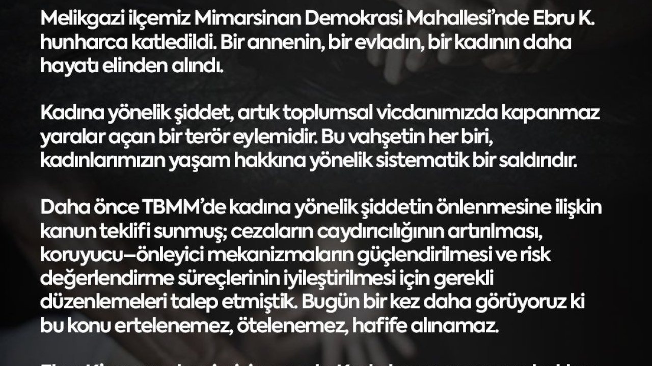 MHP’li Ersoy: &quot;Kadınlarımızın yaşam hakkını korumak devletin, toplumun ve hepimizin namus borcudur&quot;
