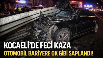 Otomobil Bariyerlere Ok Gibi Saplandı
