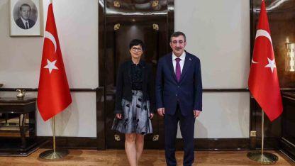 Cumhurbaşkanı Yardımcısı Yılmaz, Avrupa Komisyonu Genişlemeden Sorumlu Komiseri Kos ile görüştü