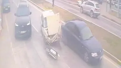 Karaman’da güvenlik kamerasına yansıyan kazada 1 kişi yaralandı