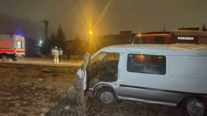 Karaman’da takla atan panelvandaki 2 kişi ölümden döndü