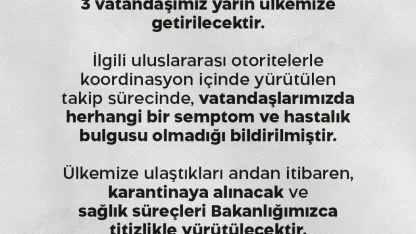 Sağlık Bakanlığı: "Uluslararası bir seyahat gemisinde bulunan 3 vatandaşımız yarın ülkemize getirilecektir"