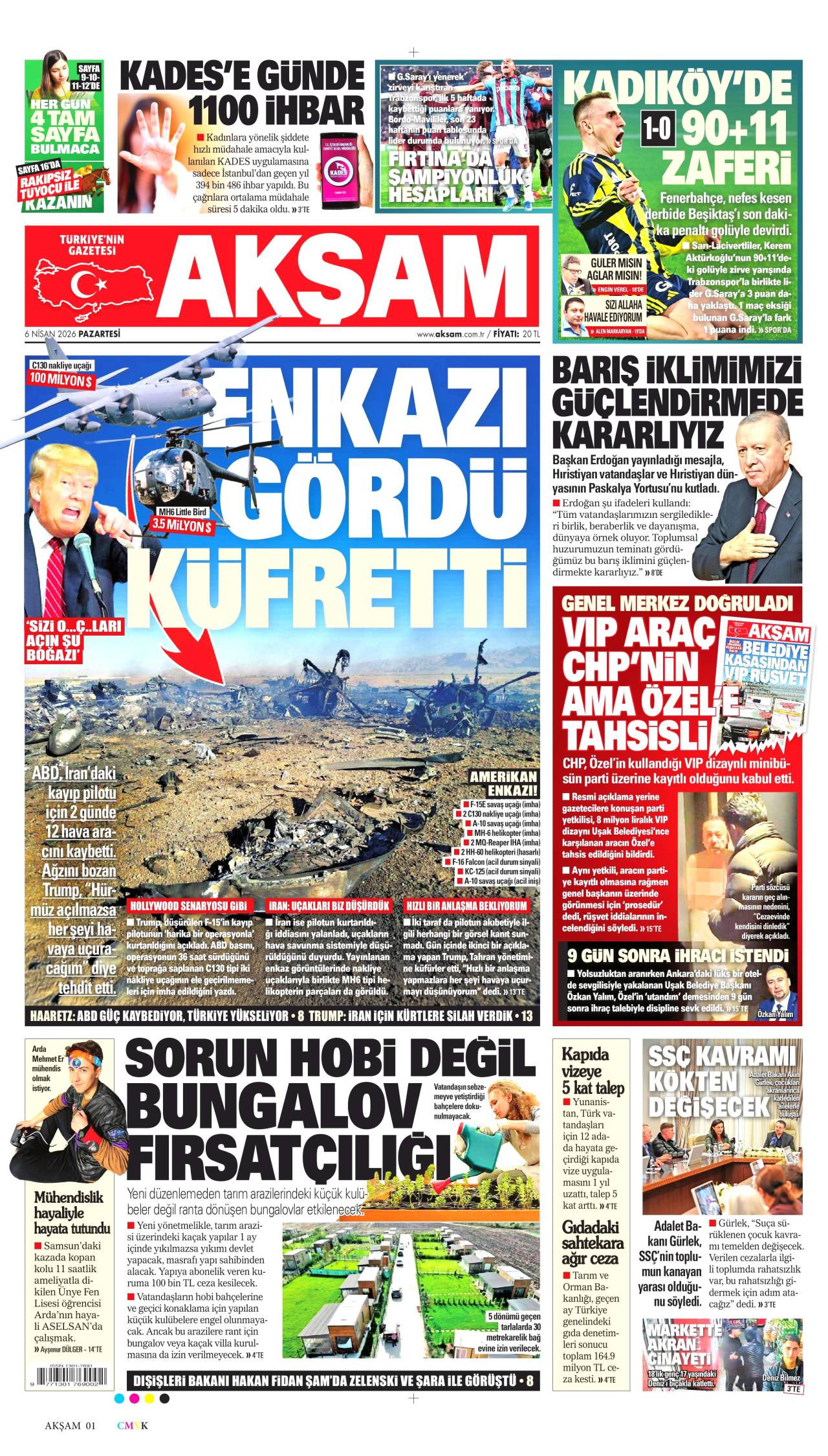 Akşam Gazetesi Gazete Manşeti