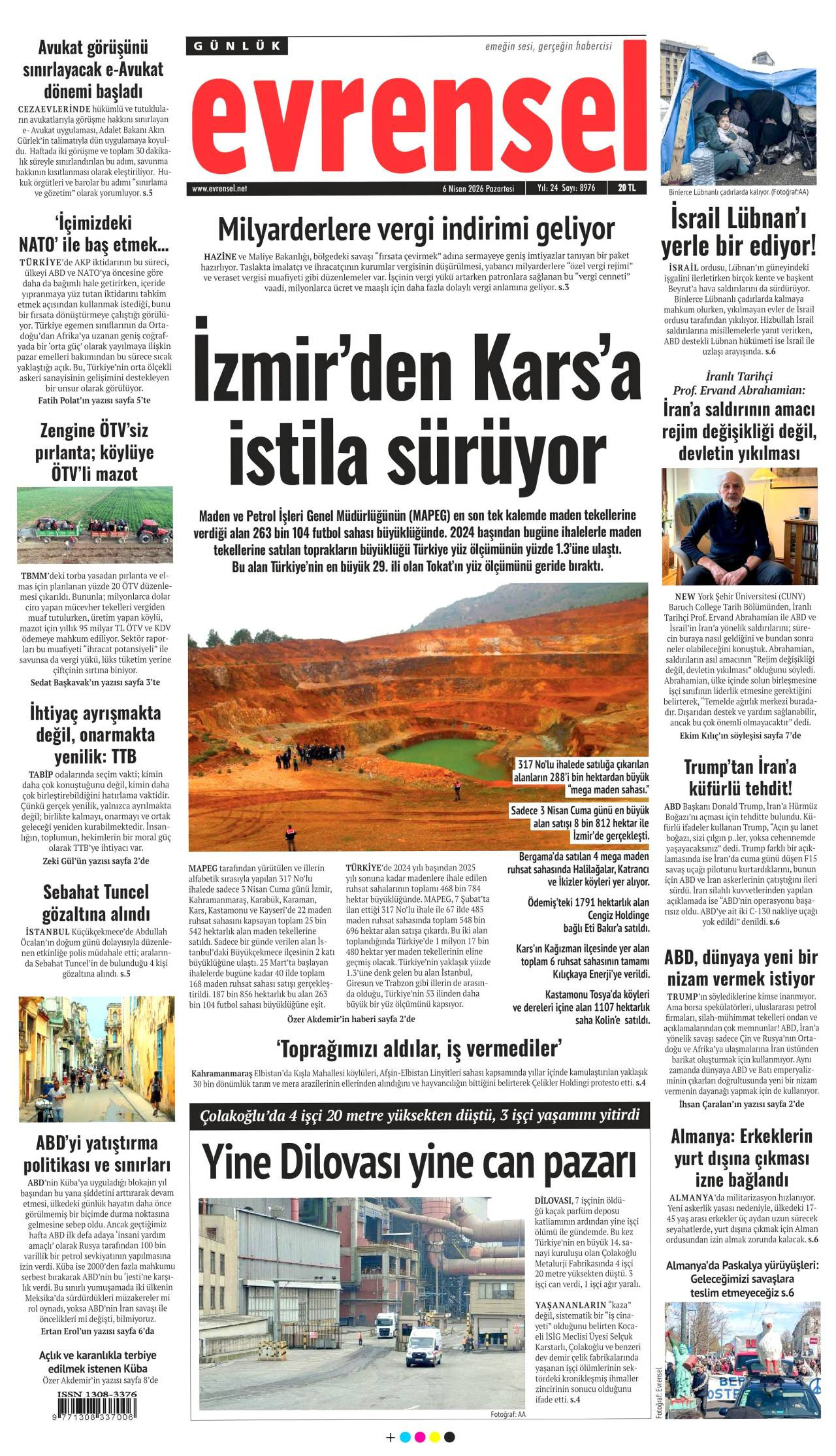 Evrensel Gazetesi Gazete Manşeti