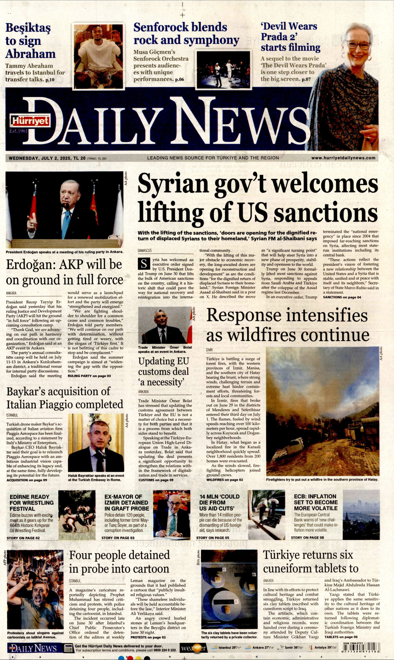 HÜRRİYET DAİLY NEWS Gazete Manşeti