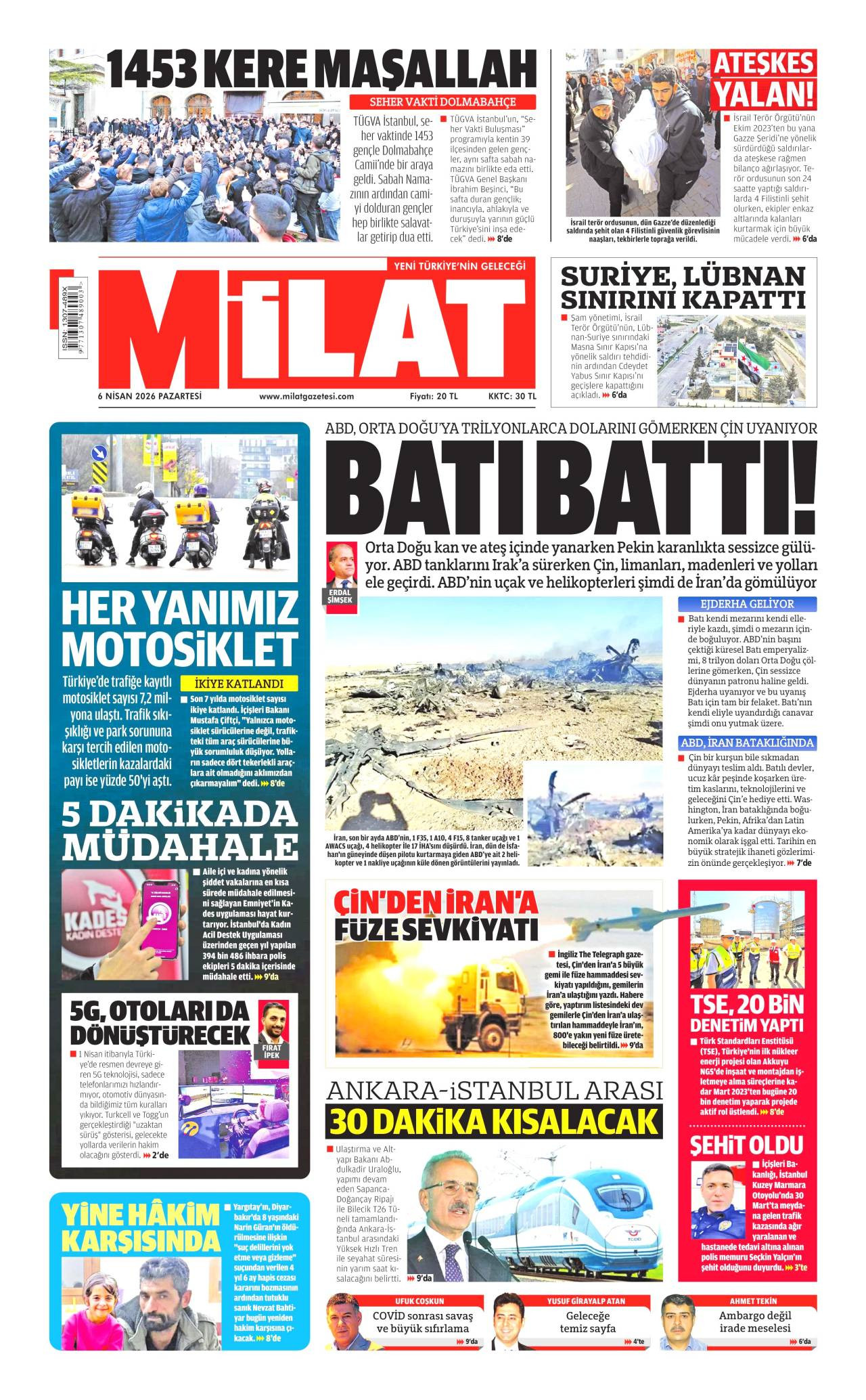 Milat Gazetesi Gazete Manşeti