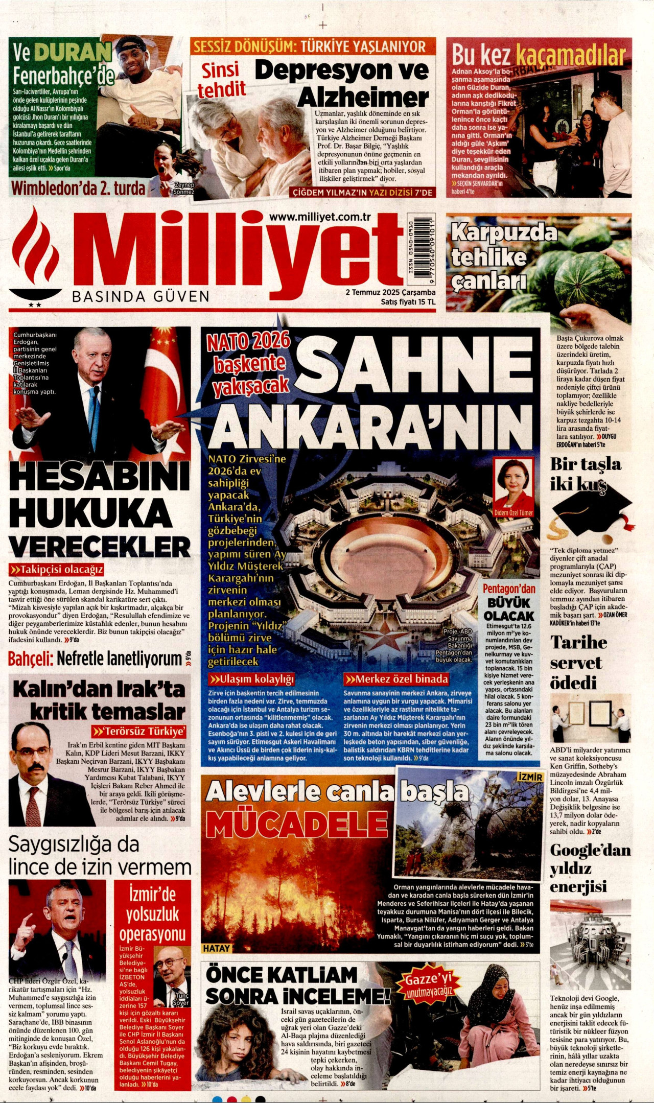 MİLLİYET Gazete Manşeti