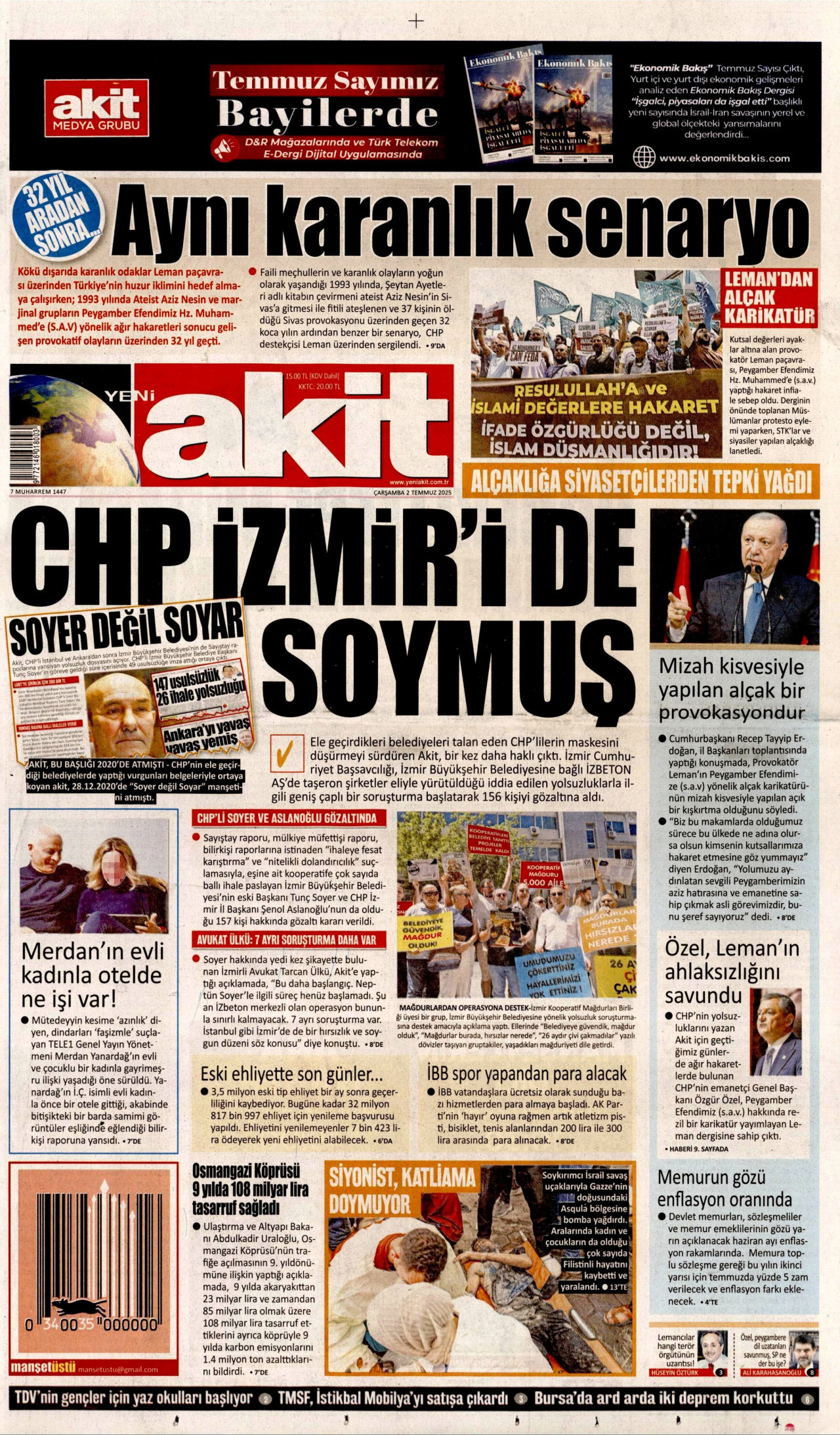 YENİ AKİT Gazete Manşeti