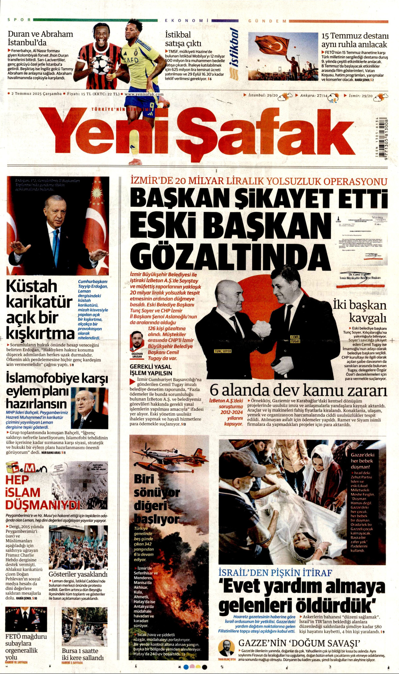 YENİ ŞAFAK Gazete Manşeti