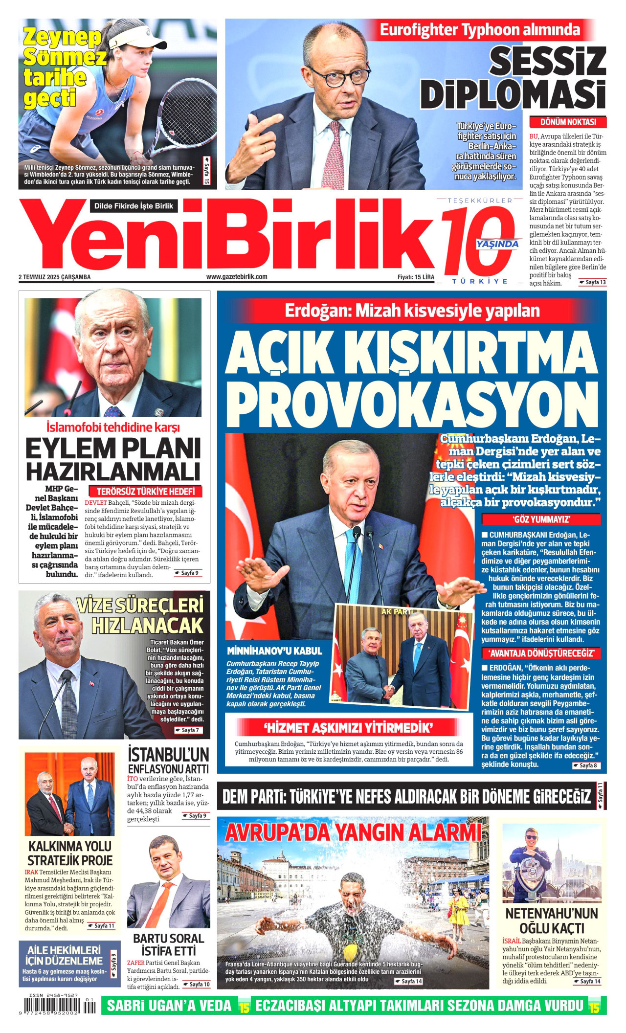YENİBİRLİK Gazete Manşeti